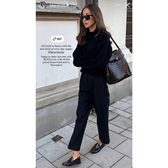 Naturalizer Black Leather Loafers w Chain Detail | Quiet Luxury Fall Capsule - Picture 16 of 16